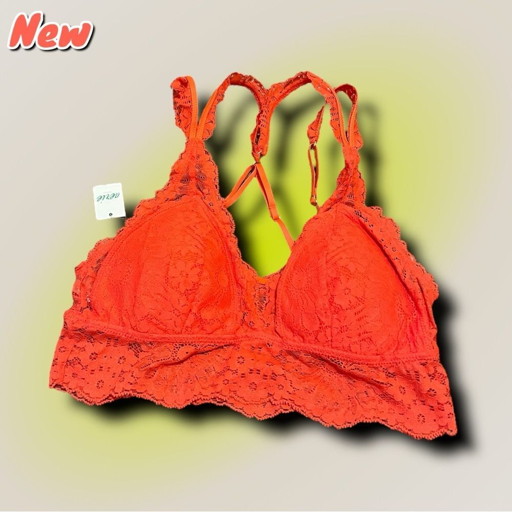 NEW NWT Aerie Orange Lace Bralette Bra Top - Size Small